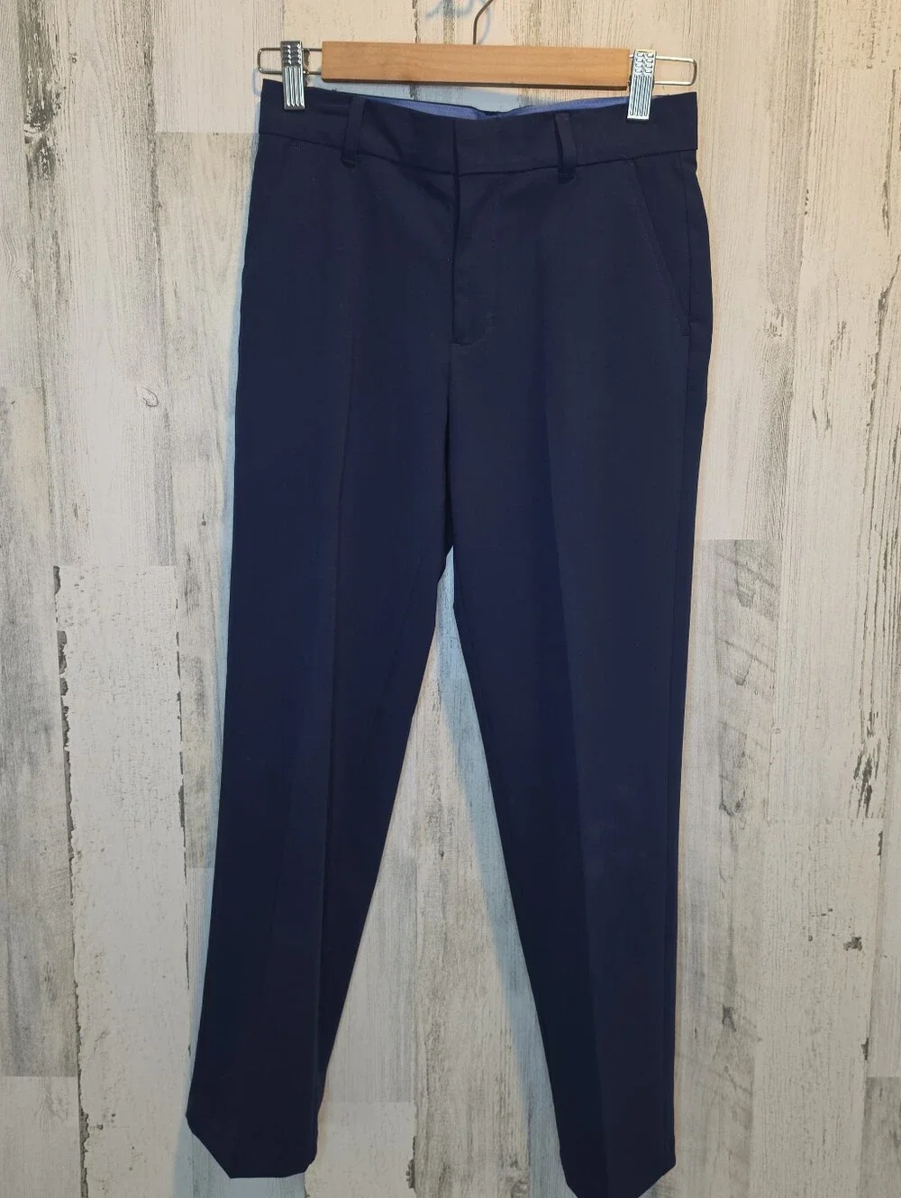 IZOD Boys Suit 3 Piece Navy Blazer Pants Blue Dress Shirt Size 10 12 Stretch